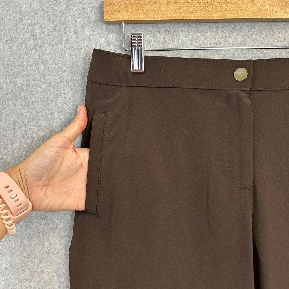 Weekends by Chico's Pants Brown Straight Leg Stretch Trousers Womens Size 1 (8)